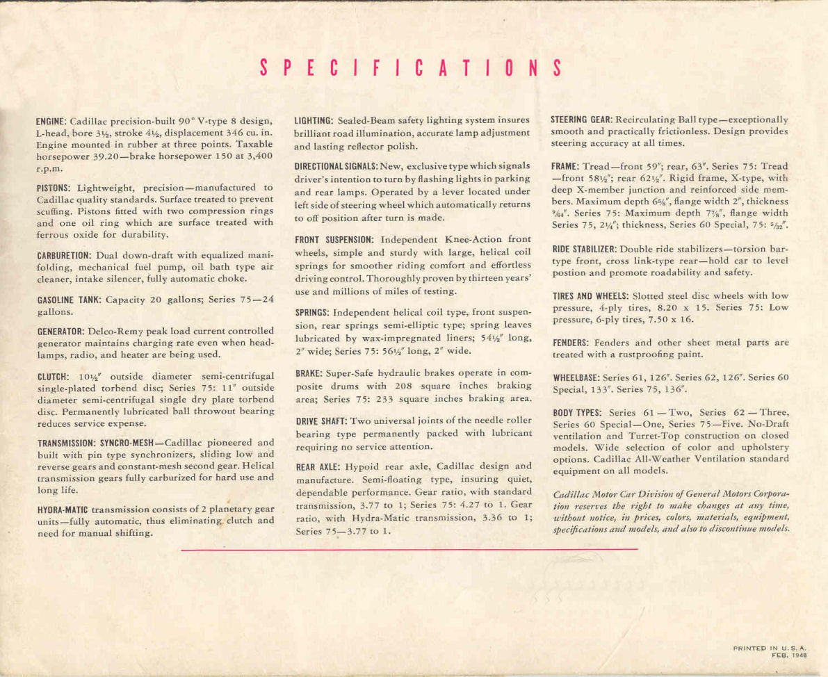 1948 Cadillac Brochure Page 22